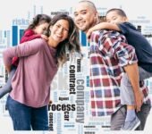 Best Insurance Options : A happy family with insurance-related topics in the background.