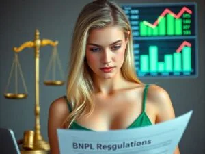 BNPL Consumer Protection : A diverse group of consumers discussing BNPL consumer protection, reviewing budget plans and credit scores.