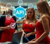 Embedded Finance: A lady is purchasing using API technology.