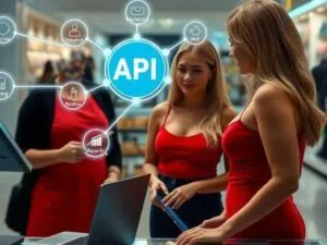 Embedded Finance: A lady is purchasing using API technology.