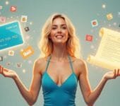 Personal Loan vs Credit Card: A thoughtful woman comparing a glowing credit card and a loan document, surrounded by icons representing spending and borrowing – concept of personal loan vs credit card decision.