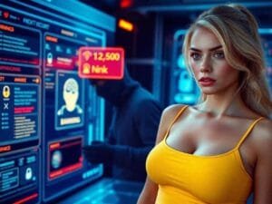 Zero-trust security models in banking: A cybersecurity specialist monitoring a banking dashboard, illustrating zero-trust security models in banking.”