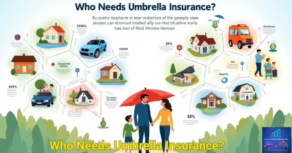 Graphic displaying who needs umbrella insurance and why.
